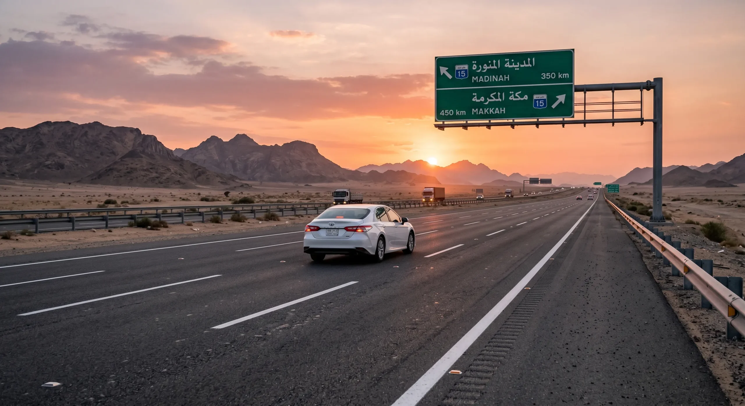 Desert road towards Badr, Saudi Arabia